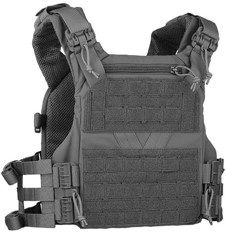 KINROCO Tactical Airsoft Vest Quick Release Hunting Military Carrier Vest Adjustable Molle Combat Vest for Airsoft Paintball(Size:One Size,Color:Grey)