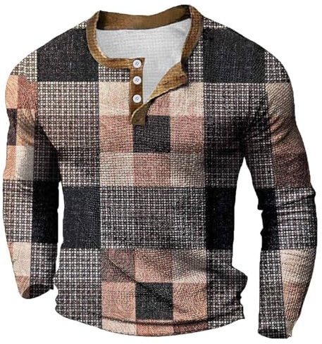 Langärmeliges T-Shirt für Herren, langärmelig, bedruckt, Knopf, modisch, lässig, lange T-Shirts für Leggings für Herren, langärmelig, Baumwoll-T-Shirt, Langarm-Shirt mit Tasche, weiße T-Shirts,