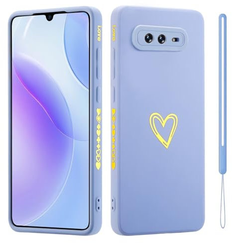 Jeelar ESONG Silikon Handyhülle für Samsung Galaxy S10E Schutzhülle mit Süße Liebe Herzform für Mädchen/Frauen,UltraDünn Bumper Telefonhülle Cover mit Handschlaufe,kameraschutz Case Blau