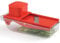 Petite mandoline - Trancheuse de légumes portable pour cuisine, voyage, déplacement - Épaisseur réglable - Avec récipient tout-en-un - Avec bol rouge