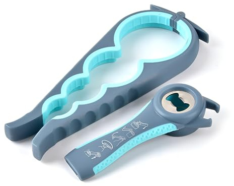 TAORANJU Jar Opener for Weak Hands, 5 in 1 Multi Function Bottle Opener with Rubber, Ring Pull Can Opener Aid Kitchen Gadgets for Arthritic Hands, Elderly, Children