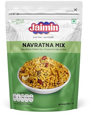 Jaimin Navratna Mix, Spicy Mixture of Beaten Rice, Chickpea Flour Balls and Nuts, 200g
