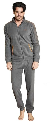Navigare Pigiama Uomo Caldo Pile Aperto con Zip Misure comode conformate 56-58-60 1731B (IT, Numero, 56, Regular, Regular, Grigio Fumo)