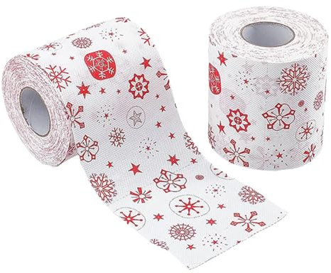 Papier toilette avec motif de Noël, papier de soie de Noël pour la salle de bain | Rouleau de serviette avec motif de renne, serviettes en papier avec motif de Noël, serviette en papier avec thème de