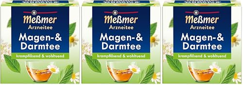 Meßmer Magen- & Darmtee | krampflösend & wohltuend | 9 Teebeutel | Glutenfrei | Laktosefrei | Vegan (Packung mit 3)