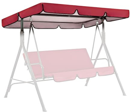 Btstil Hollywoodschaukel Dachbezug 249 x 185 cm, Universal Ersatzdach Gartenschaukel 3 Sitzer, Wasserdicht und UV-Schutz Ersatzdach für Hollywoodschaukel (Rot)