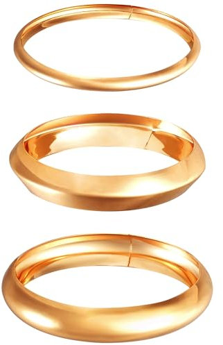 YUEXNKO Armreifen Gold Frauen, 3 Stück Gold Breit Armband, Schmuck Damen Armreif, Armband Damen Breite, Armreifen fur Schmuck