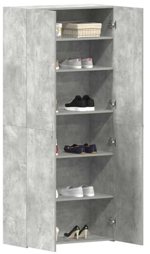 vidaXL Shoe Cabinet 80 x 35.5 x 180 cm Engineered Wood Grey | Loads of room for your shoes, A trendy and modern look for any room, Made from engineered wood for toughness