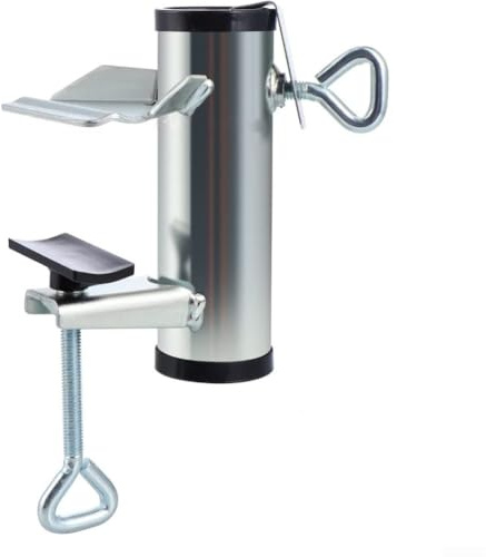 Yuanpgky Support de parasol réglable en métal pour balustrade de balcon avec installation sans outil pour balustrade, table, terrasse jusqu'à 6,6 cm d'épaisseur