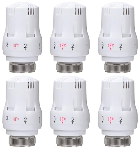 Valve Technik Thermostatkopf Heizkörperventil für Gewinde M30x1.5 (6 Stück) | Thermostat Heizung Ersatzkopf Heizungsthermostat Heizkörperthermostat für Zuhause Büro
