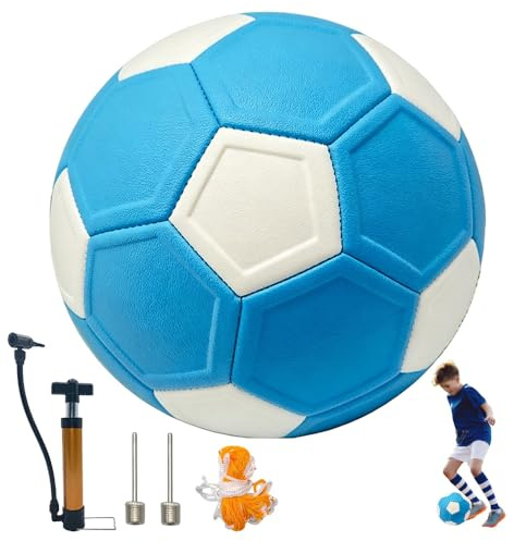 Fussball Curve Ball,Curve Ball Fussball Größe 5, Flexibler Fußball Kurvenball, Eva Gummi Swerve Fußball mit Pumpe, Netz und Nadeln für Jugendliche und Erwachsene, Fußballtraining Drinnen und Draußen