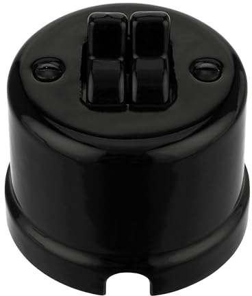 Aufputz Porzellan Retro Toggle Doppelschalter, All-in-One, Serie QR1 schwarz