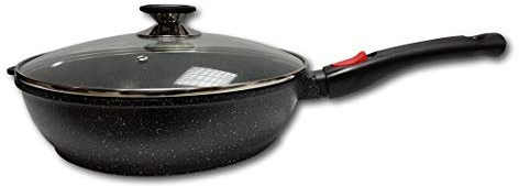 Cflagrant® Sauteuse Façon Pierre avec Couvercle Tous Feux Dont Induction sans PFOA Cuisson sans Matière Grasse Revêtement en Greblon C3 de Technologie Allemande (28cm)