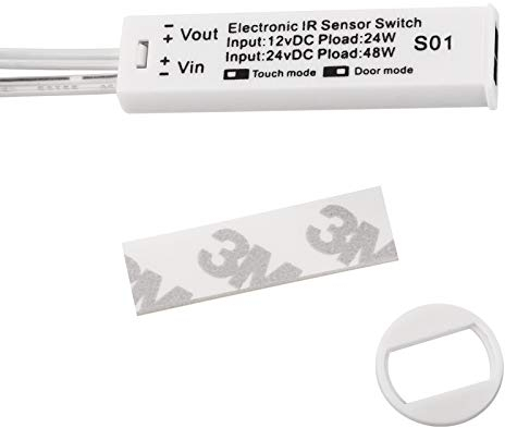 Einbau - Mini-Sensor SO1 weiß schaltet bei Türbewegung oder Handbewegung, Schaltabstand 3-5 cm, IR Bewegungsmelder von SO-TECH®