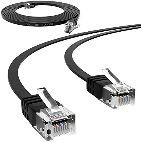 HB-DIGITAL Netzwerkkabel LAN Kabel Cabel Flachkabel Slim flach RJ45 Stecker 2m 200cm cat 6 schwarz Kupfer Profi U/UTP bis zu 10 Gbit 10.000 Mbit cat. 6 Cat6 RJ45 Port Ethernet Netzwerk Patchcable