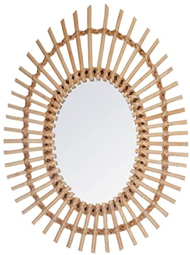 Atmosphera - Ovaler Spiegel aus Rattan 43 × 58 cm - Beige