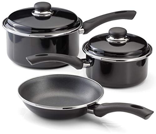 Judge Induction Non-Stick Saucepan Set, Carbon Steel, Black