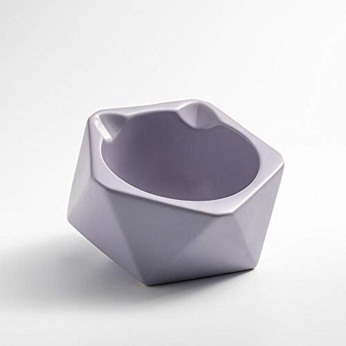 ZKBD-XTQ Pet bowl cat bowl ceramic cat dog food bowl fashion cat ear shape flat face pet cat bowl@A-purple