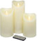 Tronje LED Echtwachskerzen 3er Set mit Timer u. Fernbedienung 15/19/23cm Kerzen mit beweglicher Flamme Creme-Weiß