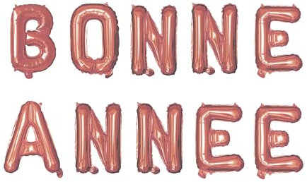 P'TIT CLOWN - Ballon Aluminium Bonne Année - Happy New Year - H 30 cm - Gonflable à l'Air - Parfait pour Fêtes Nouvel An, Célébrations, Party (Rose gold)