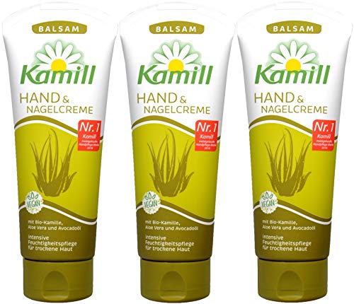 Kamill 3 x 100 ml Hand & Nail Cream Balm with Organic CamomileCamomile, Aloe Vera, Avocado Oil and Bisabolol, Germany