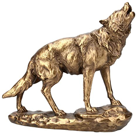 Pacific Giftware Heulende Wolf Figur goldfarben Wolfsfigur