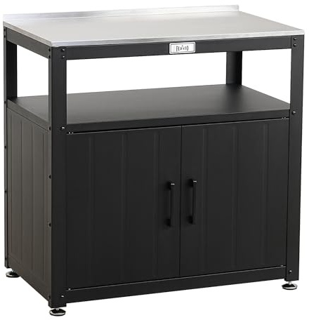 Feasto Table de Rempotage avec Armoire et Plateau en Acier INOX, 80x45 cm