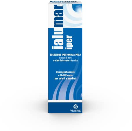 Ialumar Iper Nasale, Decongestionante e Fluidificante per Adulti e Bambini, Soluzione Ipertonica Spray con Acqua di Mare e Acido Ialuronico, 100ml