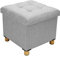 Youyijia Storage Ottoman 38x38x32cm Storage Box Cotton Storage Stool 4 Wood Legs Footstool with Storage Space for Hallway Livingroom Bedroom(Light Grey)
