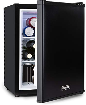 KLARSTEIN Happy Hour Nevera Pequeña Portatil Eléctrica, Mini Nevera Silenciosa, Habitación, Caravana, Oficina, Frigorificos Pequeños Refrescos, Cervezas, Estantes Extraíbles, Minibar 5-15°C, 40 l.