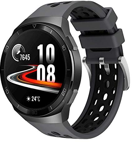 Keweni Armband Kompatibel mit Huawei Watch GT 2e, Silikon Quick-Fit Ersatz Armbänder für Huawei Watch GT2e (grau schwarz)