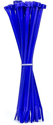 Kabelbinder Blau 100 Stück, 140 mm x 3,6 mm mit 18 kg Zugfestigkeit aus Nylon 66, permanent schließend WeltiesSmartTools