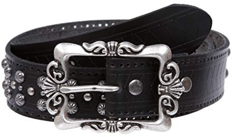 Cintura in pelle borchiata rivettata con testa di chiodo occidentale da donna Nero 34 W UK