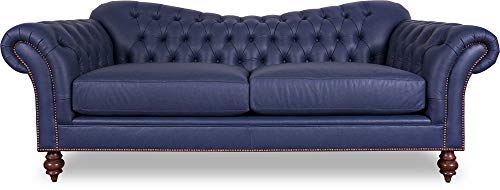jvmoebel Edle 240cm Chesterfield Wohnzimmer Couch Blau Couchen Sofa Leder Sofas Garnitur