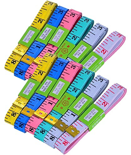 kuou Body Measuring Tape,12 Pack Dual Sided 60 inch/150cm Double Scale Measure Ruler,for Tailor Dressmaker Sewing Cloth,Soft Tape Measures Multipack