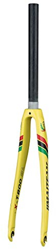 LSRRYD Suspension 700C Road Bicycle Fork, Full Carbon Fiber Front Fork Straight Tube V-Brake 556g (Color : Yellow, Size : 700C)