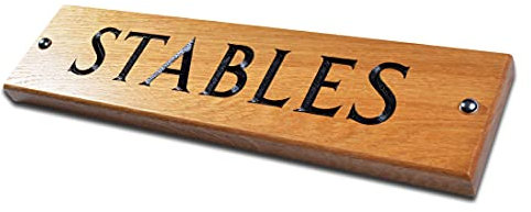Wood Oak/African Teak (Iroko) Engraved House Signs, Personalised With Your House Name/Number (Oak, 405mm x 100mm x 20mm)