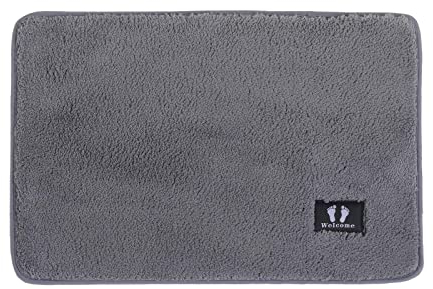 RTBQJ-AT Badematte rutschfest Saugfähiger Badezimmerteppich Mikrofaser Weicher Badvorleger Maschinenwaschbar Öko-Tex 100 Zertifiziert 40x60cm, Grau