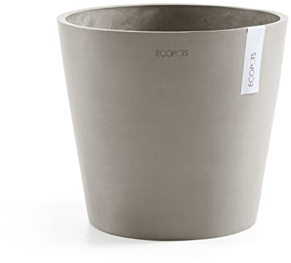 ECOPOTS Pot Rond Amsterdam Taupe - Ø 50 x H. 43,8 cm - réservoir d'eau intégré