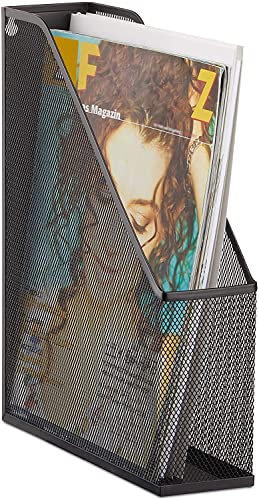 Compartiments 1 Rangement de Bureau Porte-Magazines Range-revues Métal Panier de Rangement Fichiers Documents Module de Classement Durable DIY Trieur de Livres Cahiers pour Bureau Ecole Maison,Noir