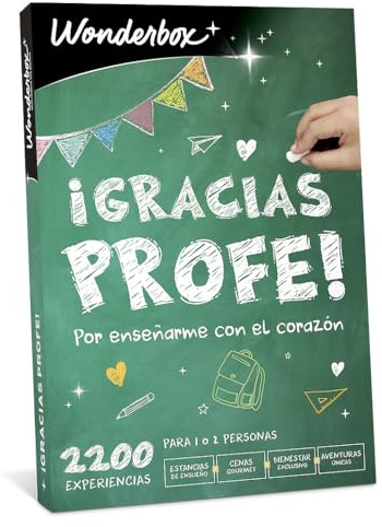 WONDERBOX - Caja Regalo - Gracias profe - 1 Experiencia a Elegir : Estancia, Gastronomía, Actividad de Bienestar o de Aventura - 2200 experiencias Profesores