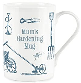 Purely Home Mums Gardening Mug - Bone China Vintage Style White Garden Coffee/Tea Present Gift