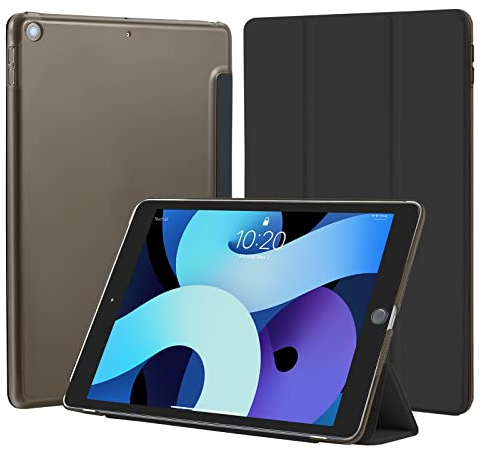 4UBonLife Coque pour iPad 10,2 Pouces 9ème/8ème/7ème Génération 2021/2020/2019, Housse Étui de Protection Léger Coque Arrière en PC Rigide Translucide Givré pour iPad 9/8/7, Noir