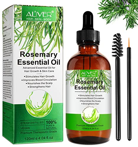 Rosmarinöl für das Haarwachstum 120 ml, Ätherisches Rosmarinöl für Haar- und Hautpflege, Augenbrauen- und Wimpernwachstum für Frauen und Männer