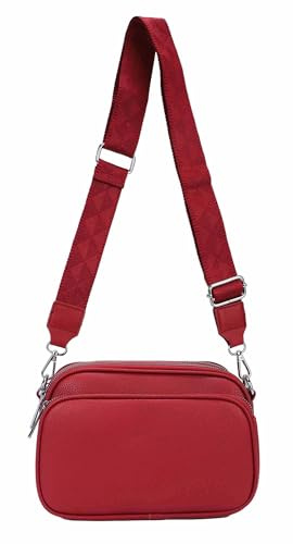 Damen Tasche Crossbody Hüfttasche Bauchtasche Umhängetasche Bodybag Schultertasche Handytasche Gürteltasche Metallic Handtasche Reise Kunst-Leder Rot