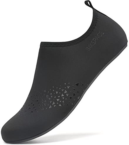Sixspace Badeschuhe Damen Herren Wasserschuhe Schwimmschuhe Männer Frauen Strandschuhe Aquaschuhe Barfußschuhe für Strand,Pool,Meer,Wassersport,Tauchen,Surfen,Aqua Cycling(Schwarz,43 EU)