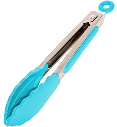 Pinces en Silicone pour Friteuse à Air et Barbecue - Ustensile de Cuisine en Acier Inoxydable avec Pointe en Silicone Sans BPA (21 cm)