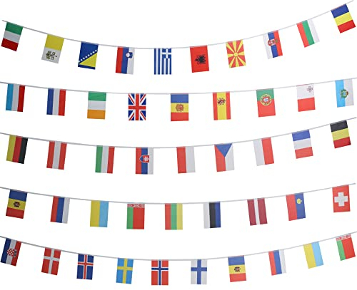 GentleGirl Europäische 43 europäische Flaggen, Banner, Schnur, kleine Mini-Länder, Länderflagge, Flagge, Sportveranstaltungen, große Eröffnung, Party, Festival, Dekorationen