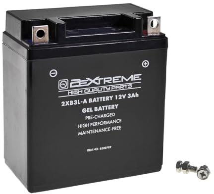 2EXTREME 12V 3Ah 2XB3L-A kompatibel für VAPE Zündung Simson KR51 Schwalbe Habicht Star SR4 Gel Batterie, wartungsfrei versiegelt und vorgeladen 50312