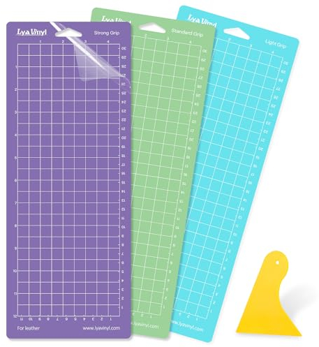Lya Vinyl Schneidematte für Cricut Joy, 3 Stück 4.5 x12 Zoll (30.5 x 11.4cm) Schneidematten, Cricut Joy Zubehör für Plotterfolie(StandardGrip, LightGrip, StrongGrip)